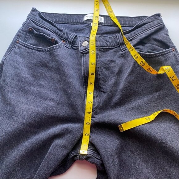 Abercrombie Fitch Curve Love 90s Relaxed Jeans Woman 31 Black Criss Cross Waist - Picture 11 of 15